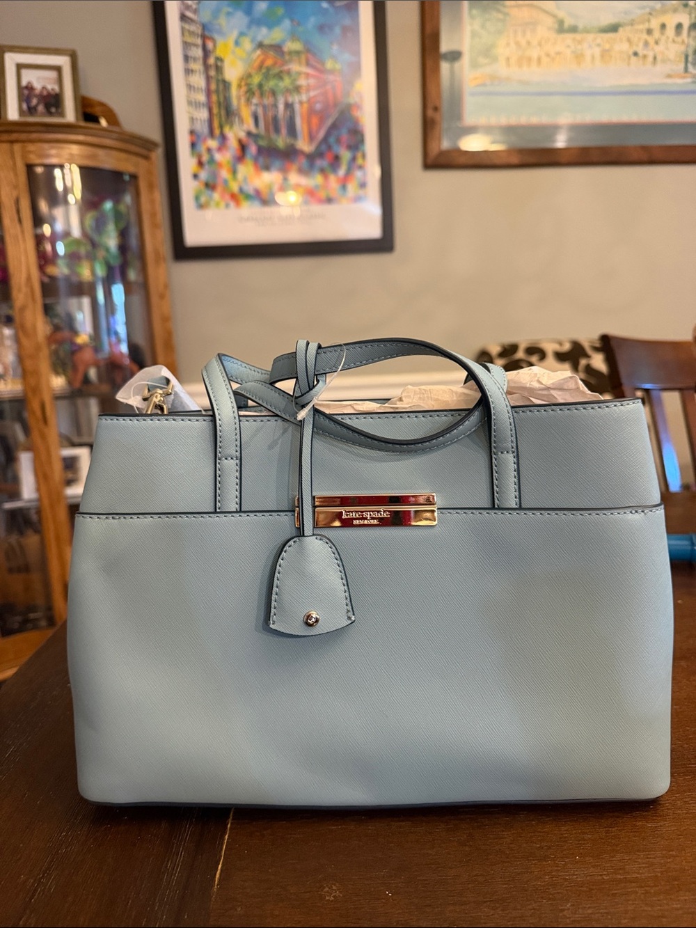 kate spade Light Blue Saffiano Leather Satchel